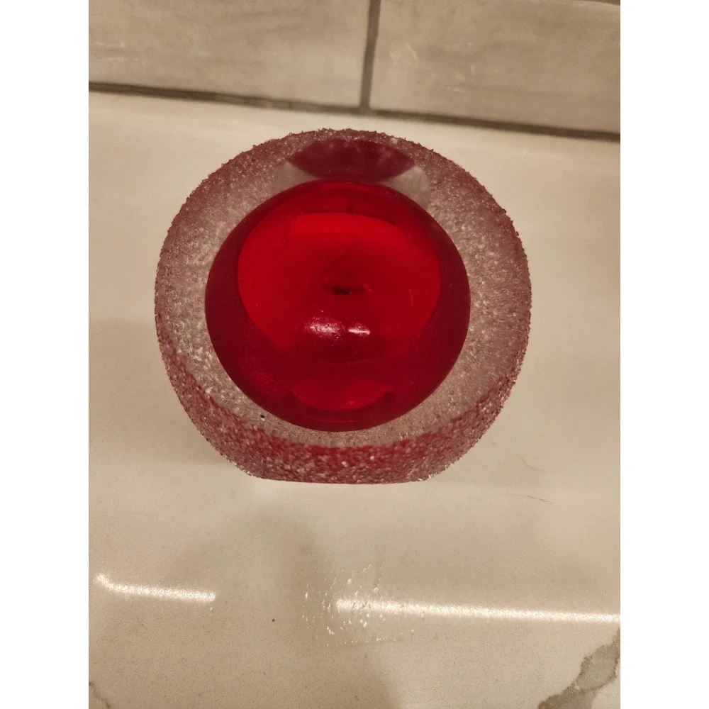 Ruby Red Fifth Avenue Geode Crystal Frosted Votive Glass‎ Candle Holder